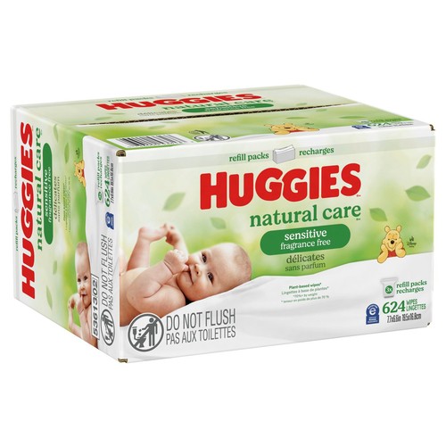 Huggies Baby Wipes Natural Care Sensitive Unscented Refill Pack