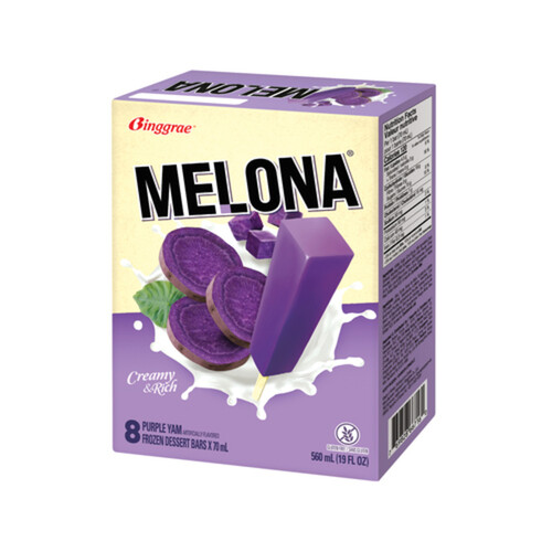 Melona Frozen Dessert Bars Purple Yam 8 x 70 ml