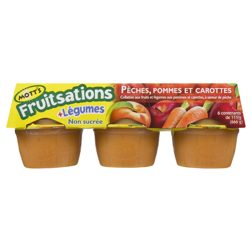 Mott's Fruitsations Fruit & Veggie Snack Unsweetened Peach Apple Carrot 6 x 111 g