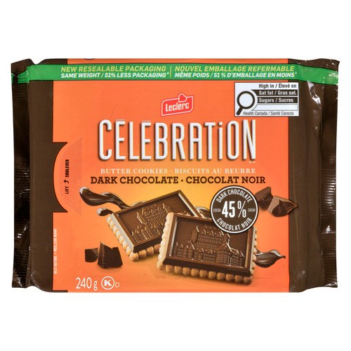 Leclerc Celebration Butter Cookies Dark Chocolate 240 g