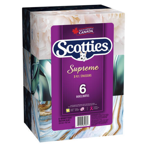 Scotties Supreme Facial Tissue 3-Ply 6 Boxes x 81 Sheets 