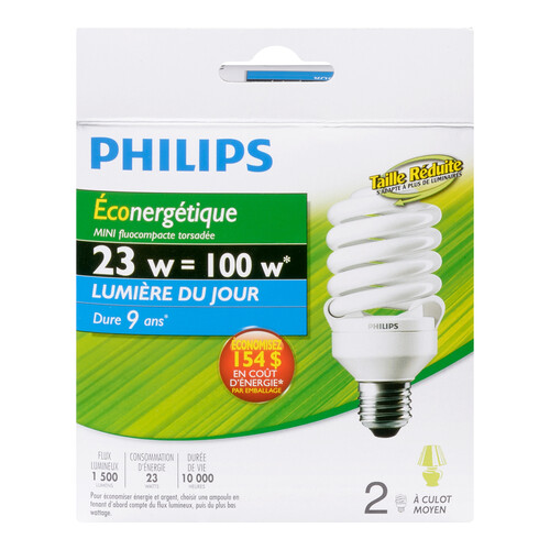 Philips CFL Light Bulbs Mini Twister 23W 2 EA