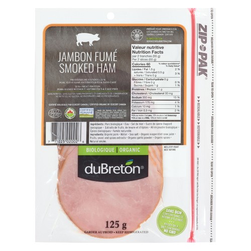 duBreton Organic Ham Smoked 125 g