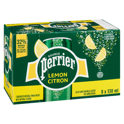 Perrier Sparkling Water Lemon 8 x 330 ml (cans)