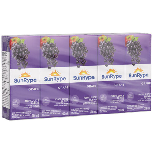SunRype Juice Grape Boxes 5 x 200 ml