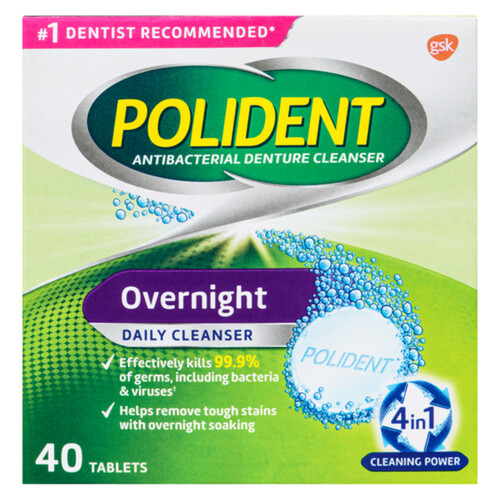 Polident Denture Cleanser Overnight Tablets 40 Count