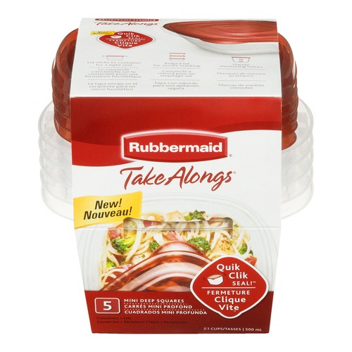 Rubbermaid Take Alongs Storage Containers Mini Deep Square 5 Count