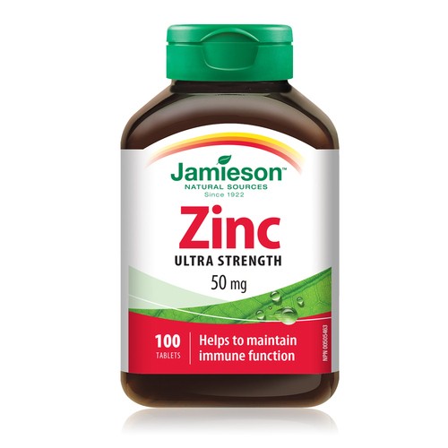Jamieson Zinc 50 mg Supplements Tablets 100 Count