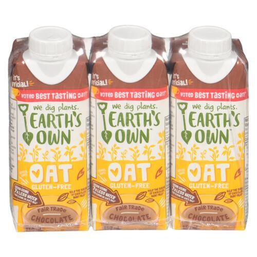 Earth's Own Gluten-Free Dairy-Free Beverage Oat Milk Chocolate 3 x 250 ml