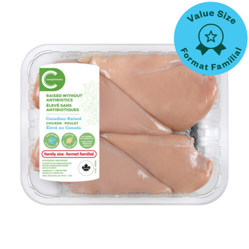 Compliments Naturally Simple Chicken Breasts Boneless Skinless Value Size 