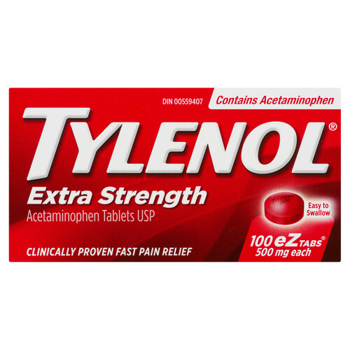 Tylenol Acetaminophen Tablets Extra Strength 500 mg 100 Count