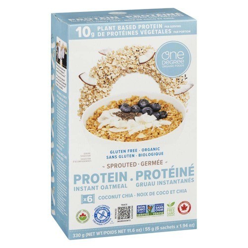 One Degree Organic Foods Gluten-Free Protein Instant Oatmeal Coconut Chia Sprouted 330 g