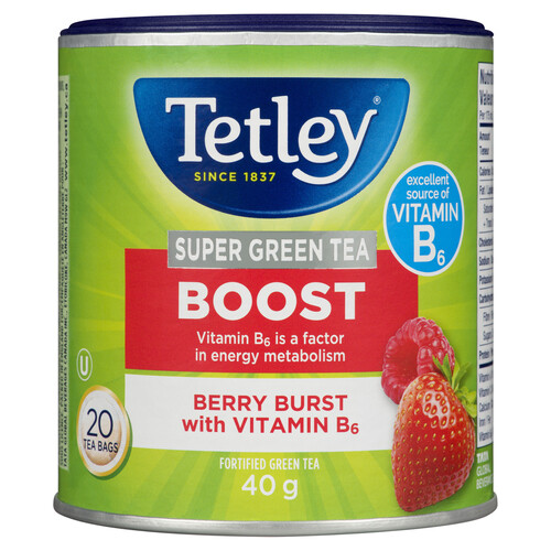 Tetley Super Green Tea Boost Berry Burst 20 Tea Bags