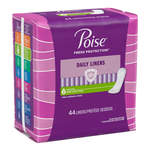 Poise Very Light Panty Liners Long Length 44 Count 