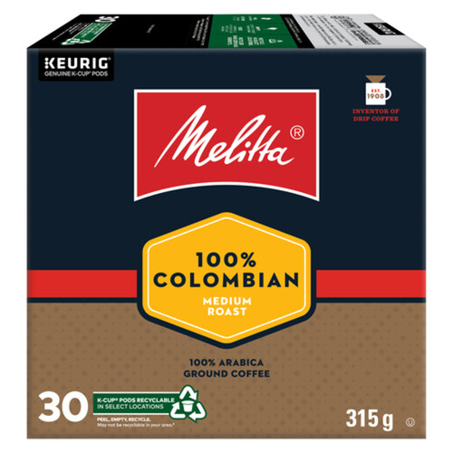 Melitta Coffee Pods 100% Colombian Medium Roast 30 K-Cups 315 g