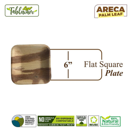 Bio Mart Leaf Square Plate 6-Inch 10 Pack