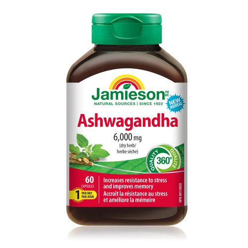 Jamieson Supplements Ashwagandha 6000 mg Capsules 60 Count