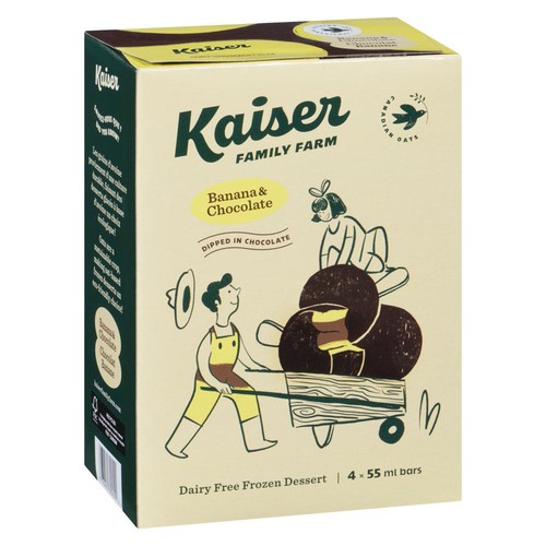 Kaiser Family Farm Frozen Dessert Bars Banana & Chocolate 4 x 55 ml