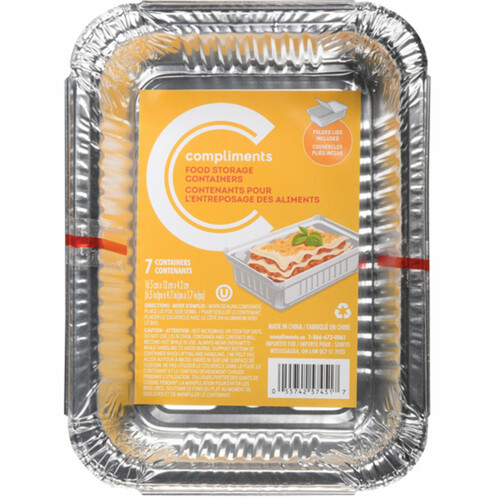 Compliments Foil Containers with Lids 2-lb 7 Pack