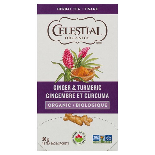 Celestial Seasonings Organic Tea Ginger Turmeric 18 Tea Bags 26 g