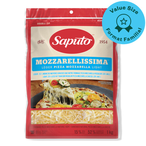 Saputo Light Mozzarellissima Shredded Cheese Pizza Mozzarella 1 kg