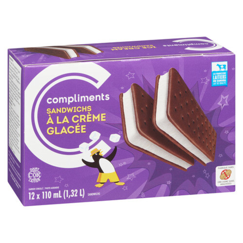 Compliments Ice Cream Sandwich Vanilla 12 x 110 ml