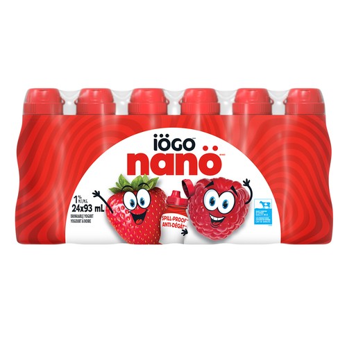 Iogo Nano 1% Drinkable Yogurt Strawberry and Raspberry 24 x 93 ml