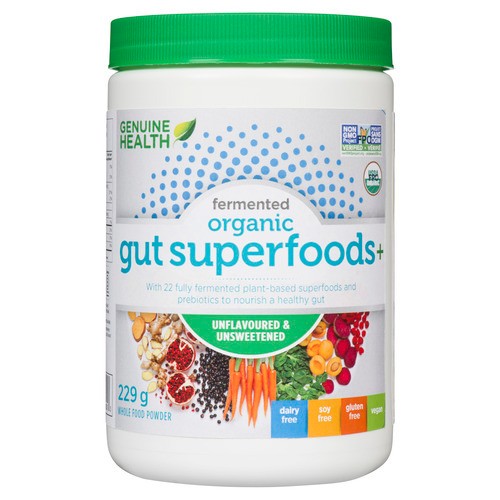 Genuine Health Organic Fermented Gut Superfoods+ Whole Food Powder Unflavoured & Unsweetened  229 g