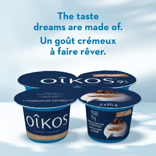 Oikos 9% Greek Yogurt Extra Creamy Cappuccino On The Bottom 4 x 95 g