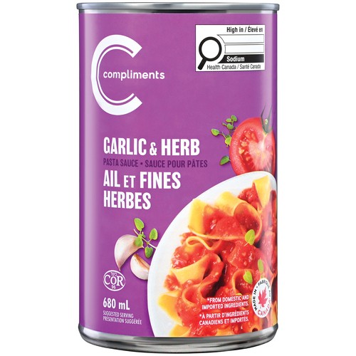 Compliments Pasta Sauce Garlic and Herb 680 ml