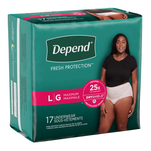 Depend Maximum Absorbency Women's Underwear Peach Large 17 Count