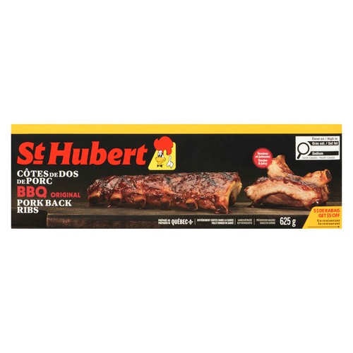 St-Hubert Ready To Cook Pork Back Ribs BBQ 625 g