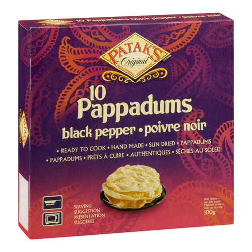Patak's Pappadums Black Pepper 100 g (frozen)