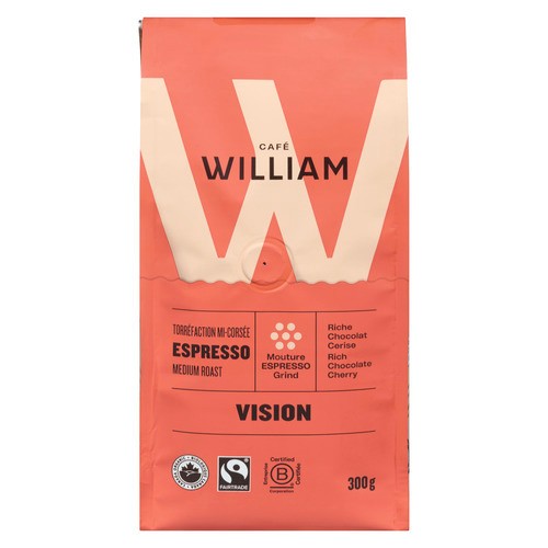 Café William Beans Medium Roast Espresso Grind Vision 300 g