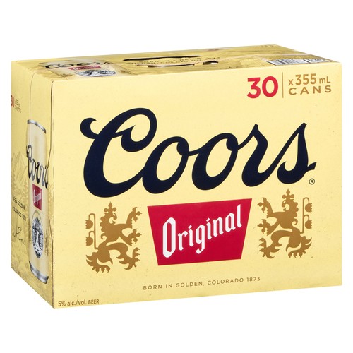 Coors Beer 5% Alcohol Original 30 x 355 ml (cans)