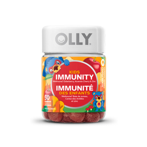 OLLY Kids Supplement Immunity Gummies Cherry Berry 50 Count