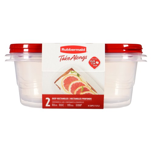 Rubbermaid Deep Rectangle Food Storage Container 8.0C/1.8 L Take Alongs 2 EA 