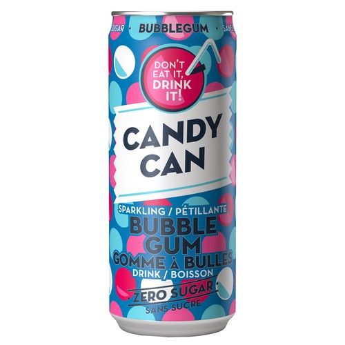 Candy Can Sparkling Drink Bubble Gum Zero Sugar 330 ml