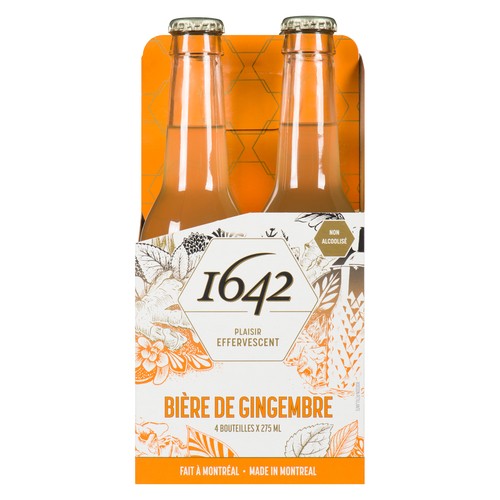 1642 Non Alcoholic Sparkling Beverage Ginger Beer 4 x 275 ml (bottles)