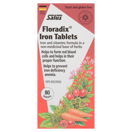 Salus Floradix Iron Tablets 80 Count