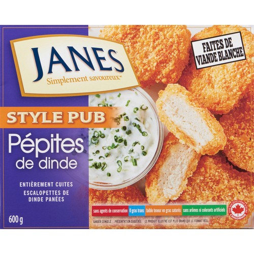 Janes Frozen Turkey Nuggets Fully Cooked Breaded Cutlettes 600 g