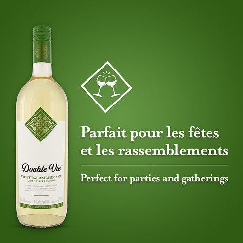 Double Vie Canadian White Wine 12% Alcohol Crisp & Refreshing 1 L (bottle)