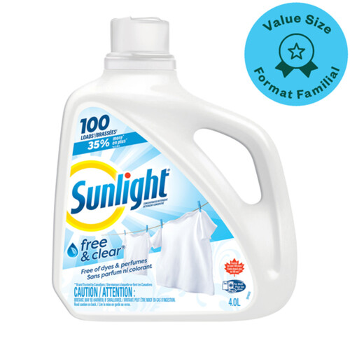 Sunlight Free & Clear Detergent  4 L