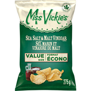 Miss Vickie's Kettle Cooked Potato Chips Party Size Sea Salt & Malt Vinegar 275 g