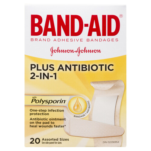 Johnson & Johnson Band-Aid Antibiotic Bandages Assorted Sizes 20 EA