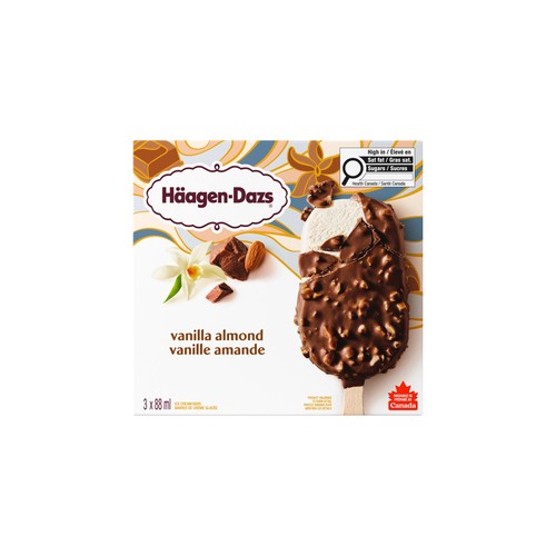 Häagen-Dazs Ice Cream Bars Vanilla & Almond 3 x 88 ml