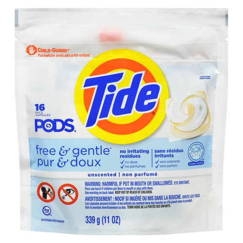 Tide Laundry Detergent Pods Free & Gentle 16 Pacs 363 g