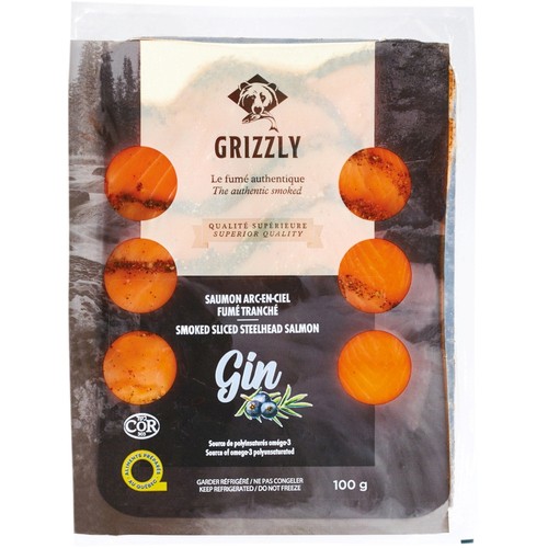 Grizzly Frozen Salmon Smoked Sliced Steelhead Gin 100 g