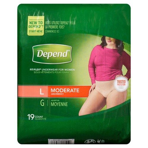 Depend Large Moderate Absorption Women's Underwear 19 Count