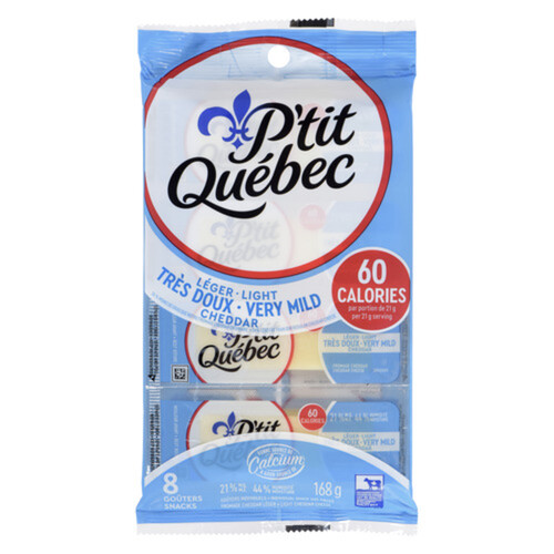 P'tit Québec Cheese Light Cheddar Very Mild Snacks 8 units 168 g